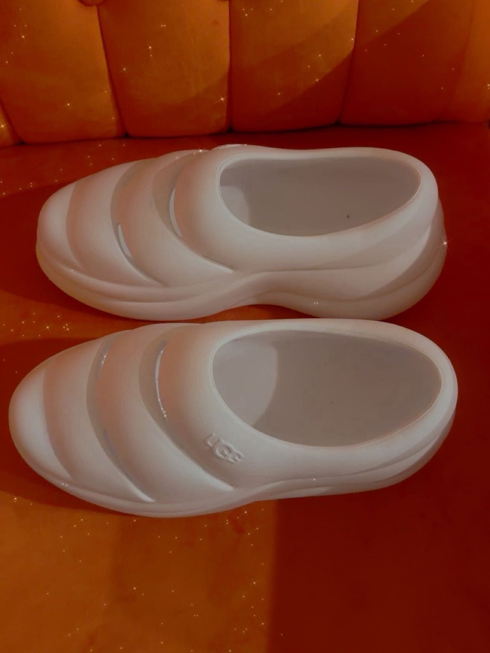 UGG White Slip-On Foam Mules